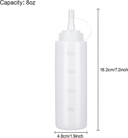 Premium Leak-Proof Squeeze Bottles Plastic Sauce, Ketchup, Condiment & Syrup Dispenser for Kitchen, Pancake Batter, Salad Dressing, Cooking Oil - BPA Free, Dishwasher Safe (4, 12oz)