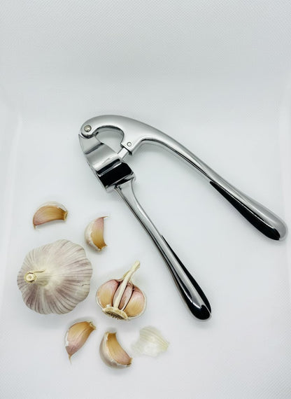 Garlic Press with Peeler and Brush | Easy Garlic Crusher | Dishwasher Safe | Zinc | Comfortable Handle