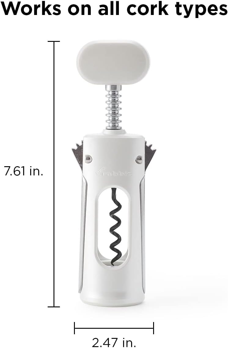 Rabbit Premium Wine Wing Corkscrew Wine Opener and Bottle Opener, Black 2.36 x 1.97 x 7.68 IN