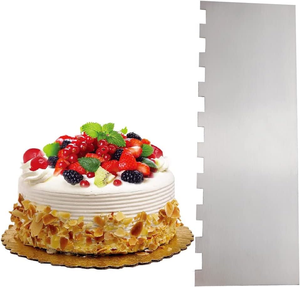 8.6 Inch Stainless Steel Cake Scraper Metal Scraper for Cake Smoother Leveler Scraper Cake Decorating Comb Cake Cutter for Mousse Butter Cream