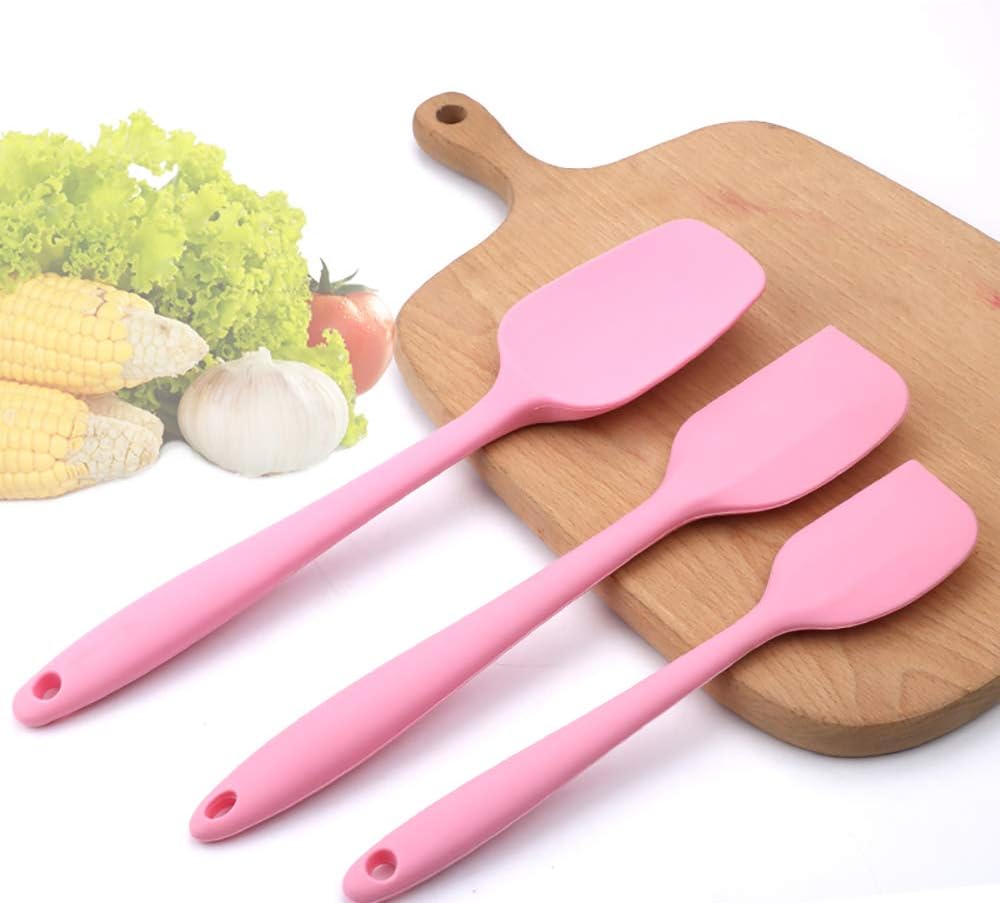 Silicone Spatulas Set of 6, Rubber Spoon Spatula Heat Resistant Spoonula One Piece Design Seamless Spatula Non-Stick Scrapers Baking Mixing Tool (Black)