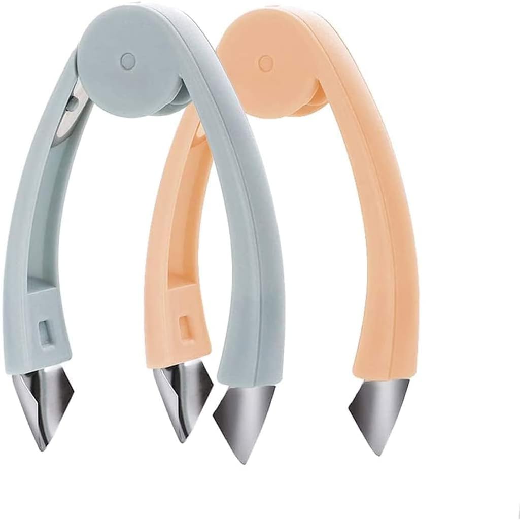 2 Pack Strawberry Huller Stem Remover Tomato Pineapple Corer Kitchen Gadget, Stainless Steel Blade and Handle, Blue and Pink