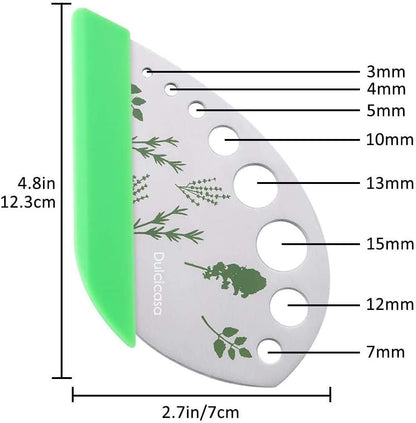 Dulcicasa Herb Stripper 9 Holes, Pack of 2, Stainless Steel Herb Cutter with Safety Cover for Kale, Chard, Collard Greens, Thyme, Basil, Rosemary, Kitchen Herbs Stripper Tool (2pcs)