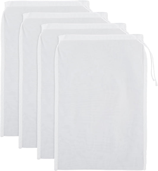 WLLHYF 4 Pack Nylon Nut Milk Bag 8 × 12 Inches Fine Mesh Cheese Cloth Multiple Usage Reusable Food Strainer Professional Cold Brew Filter for Straining Juice Coffee Yogurt Tea (Nylon, 12×8 In)