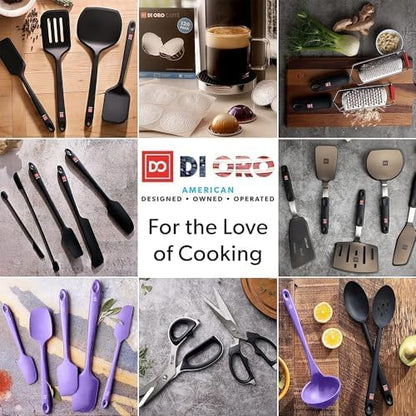DI ORO Silicone Spatula Set - Rubber Kitchen Spatulas for Baking, Cooking, & Mixing - 600°F Heat-Resistant & BPA Free Silicone Scraper Spatulas for Nonstick Cookware - Dishwasher Safe (5pc, Black)