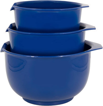 Glad Mixing Bowls with Pour Spout, Set of 4 - Nesting Plastic Bowls (1.2qt, 1.9qt, 2.8qt, and 3qt with Handle) - Non Slip Base, Dishwasher Safe Kitchen Cooking and Baking Supplies, Grey