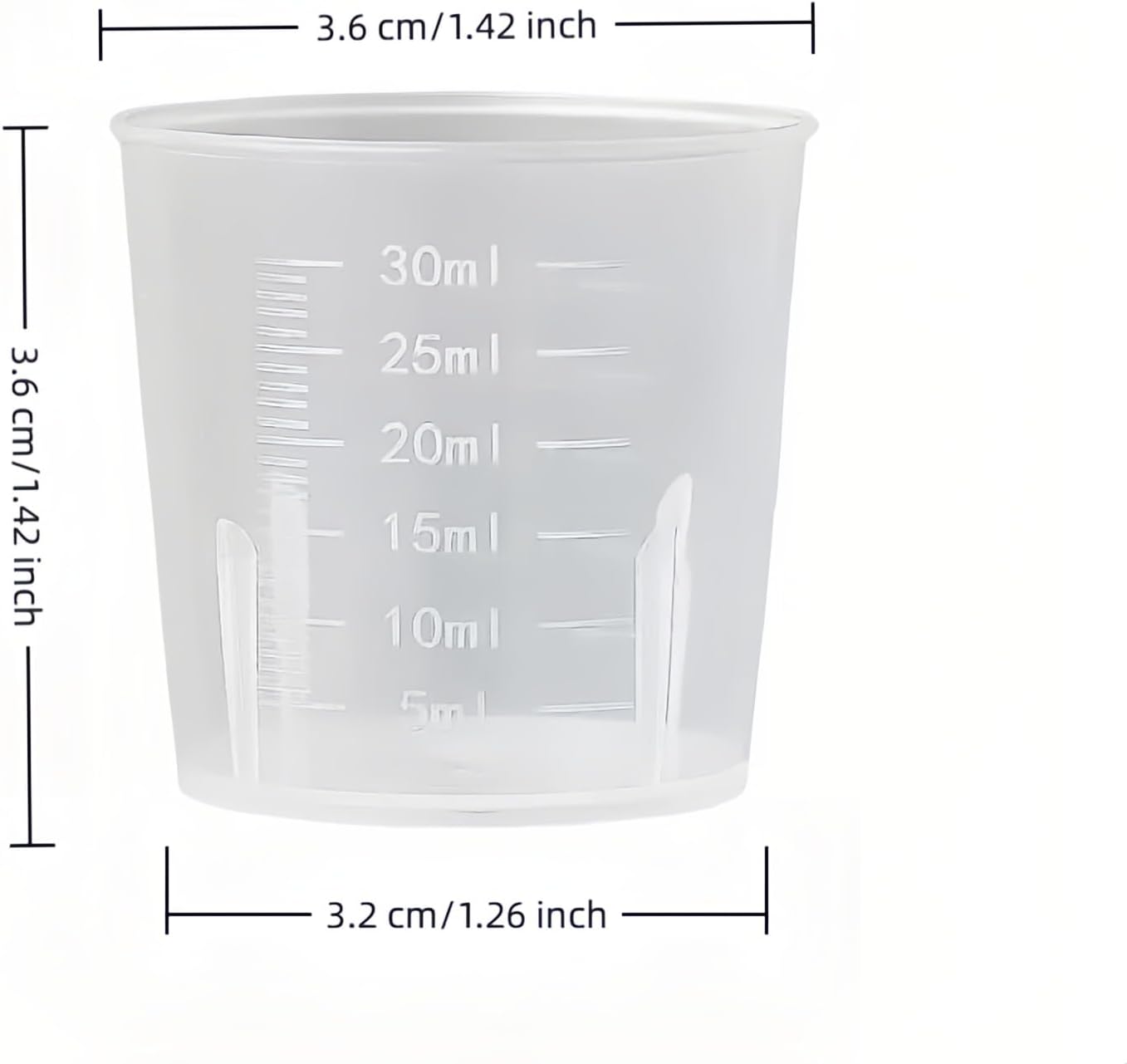 BPA-Free 30ml (1oz) Liquid Measuring Cups (10-Pack) - Mini Plastic Graduated Beakers for Kitchen, Lab, Crafts, Resin - Clear Dual Scale, Accurate safety, Stackable