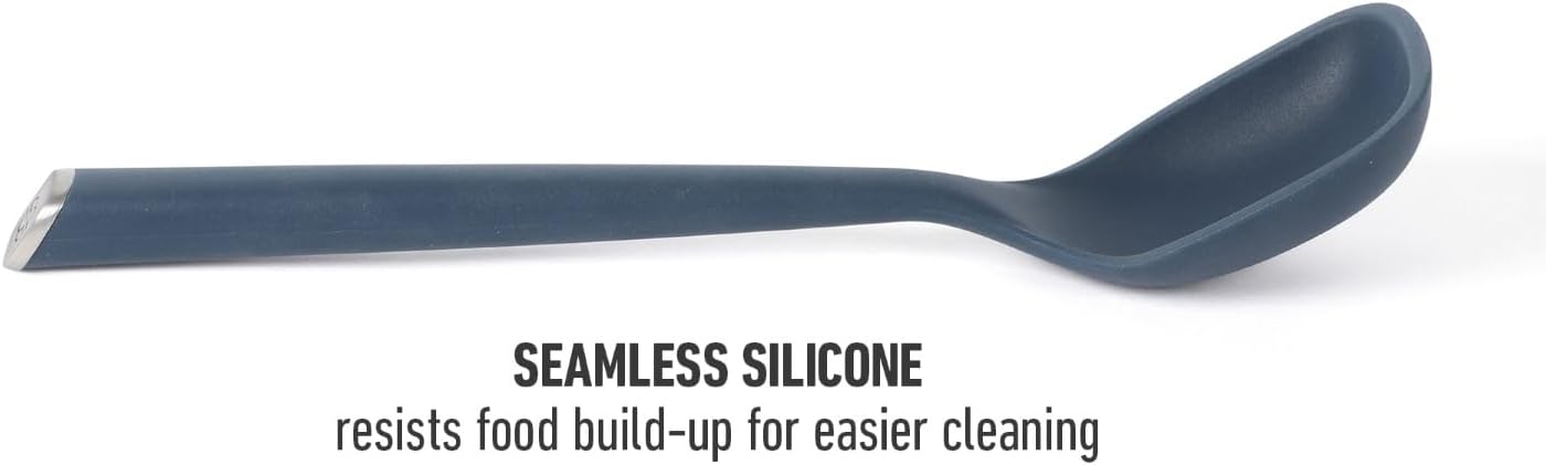Calphalon Edge Silicone Slotted Turner, Flexible Silicone Slotted Spatula with Reinforced Core, Heat-Resistant Nonstick-Safe Turner for Draining, Navy