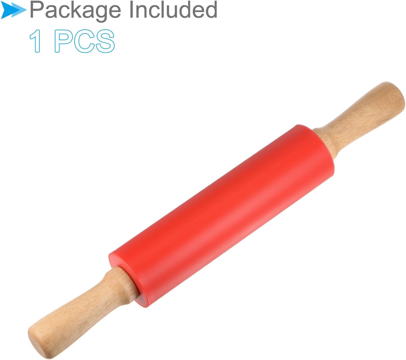 Silicone Rolling Pins, 17" Length, Silicone & Oak Non-Stick Ergonomic Wooden Handle Fondant Dough Roller Pink - (Applications: for Baking DIY Projects)