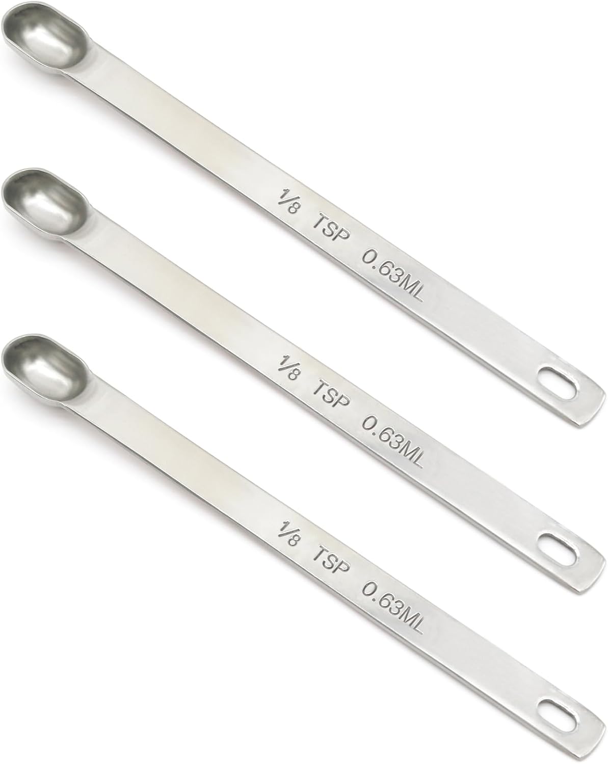 2PCS 1tsp (1/3tbsp, 5ml) Single Measuring Spoon, Stainless Steel Long Handle Individual Teaspoons Only