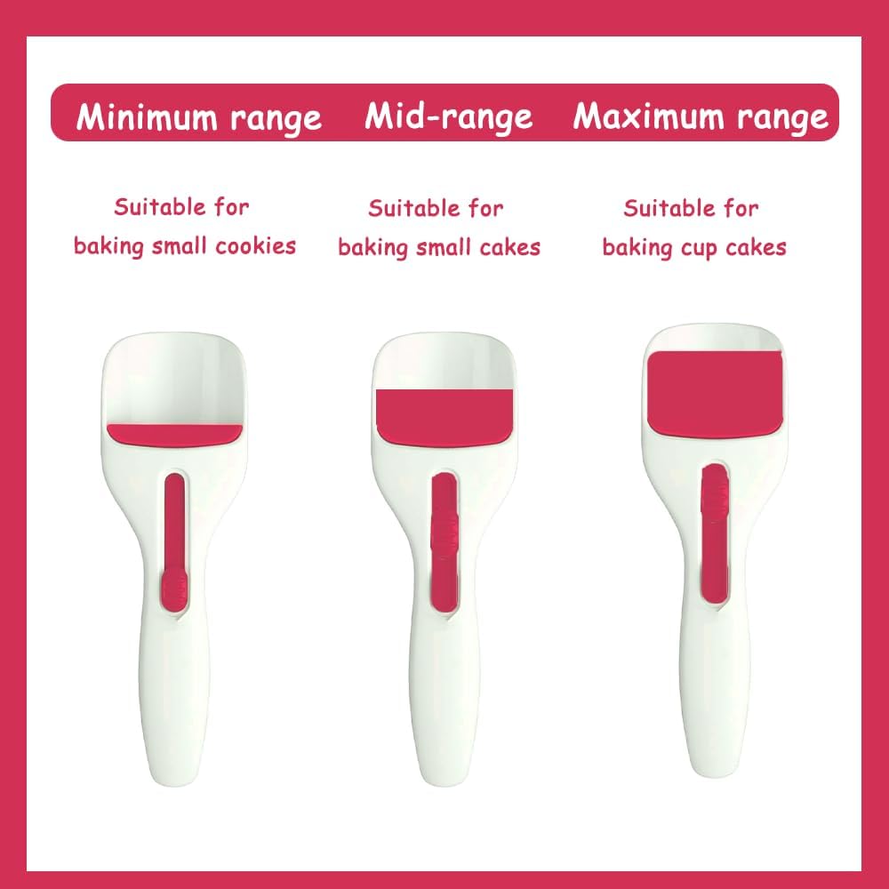 Cupcake Batter Dispenser Scoop with One-Touch Sliding Button - Professional Cake Batter Distribution Tool for Kitchen Baking - Easy Clean Pastry Batter Scoop for DIY Cupcakes & Pancakes