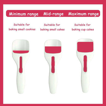 Cupcake Batter Dispenser Scoop with One-Touch Sliding Button - Professional Cake Batter Distribution Tool for Kitchen Baking - Easy Clean Pastry Batter Scoop for DIY Cupcakes & Pancakes