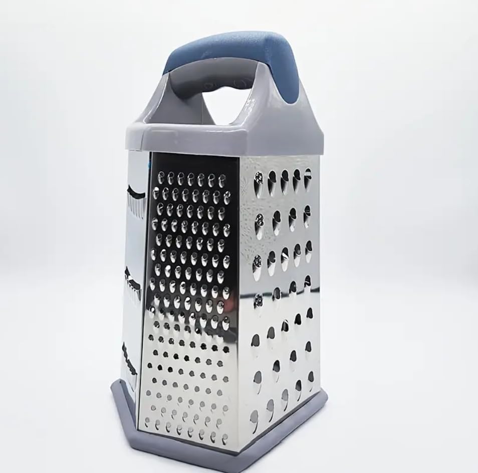 6-Sided Box Grater, Stainless Steel Multi-Purpose Shredder Tool for Cheese, Vegetables