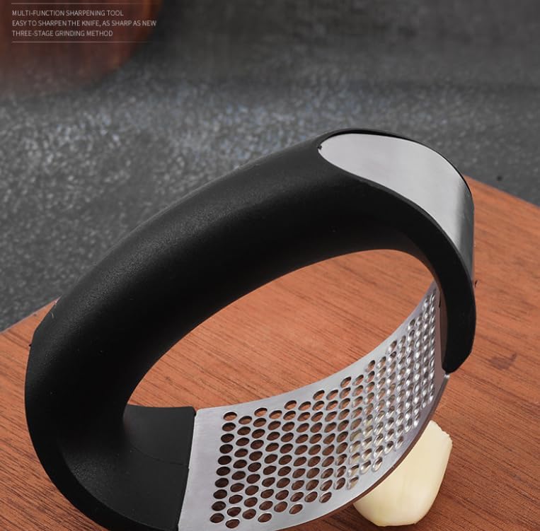 Heavy-Duty Stainless Steel Garlic Press, Manual Garlic Crusher, Paddle-Style Garlic Paste Maker