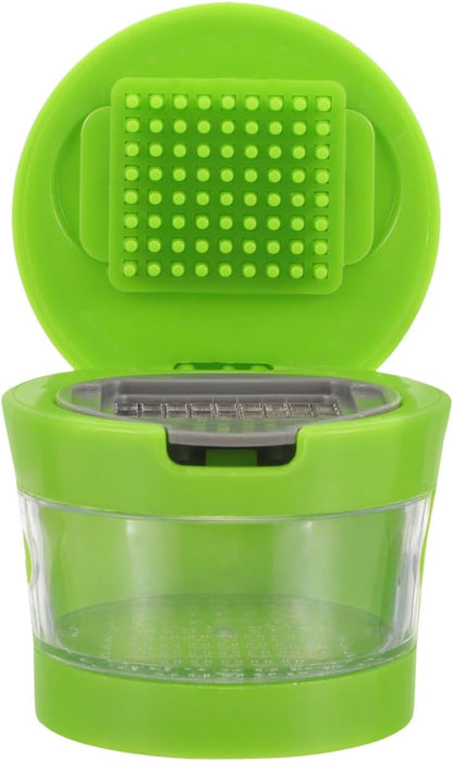 PRETYZOOM 1PC Mini Garlic Chopper with Container, Manual Garlic Press with Stainless Steel Blade, Handheld Mincer Presser Kitchen Gadget- 2.5x2.5x2.9''