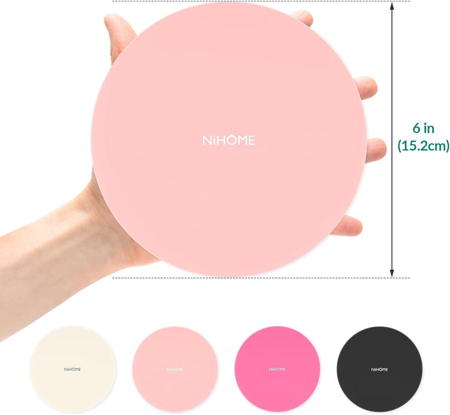 NIHOME Silicone Jar Opener – 6 Inch Large Anti-Slip Grip Pads, Premium 100% Food-Grade Silicone, Stylish Designer Colors, Multi-Purpose Heat-Resistant Mat & Coaster, Set of 4