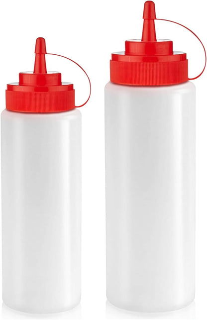 Norcalway 12 oz Condiment Squeeze Bottles for Sauces - Leak Proof Oil, Syrup, Dressing Squirt Bottles - 3 Pack