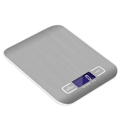 Digital Kitchen Scale, 11lb Stainless Steel Food Scale with LCD Display, 6 Units Tare Function, 0.05oz/1g Precision for Baking (White)