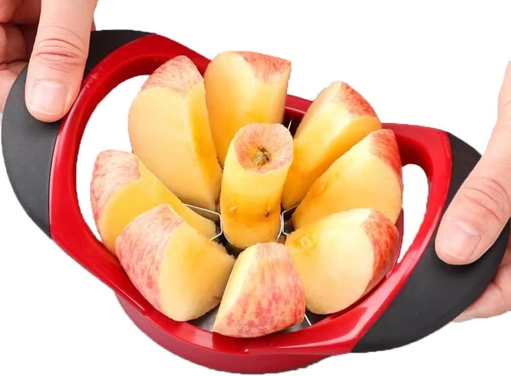 8 Blade Apple Slicer and Corer with Stainless Steel Blades Ergonomic Apple Cutter Quick Use Tool for Saving Time and Effort Red