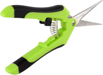 PINGEUI 12 Pack 6.5 Inches Green Micro Tip Pruning Snips, Bud Trimming Scissors with Straight Tip Stainless Steel Blades, Gardening Hand Pruning Shears for Trimming Herb Plants Flowers Bonsai