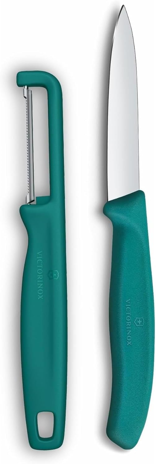Victorinox Swiss Classic 2 Piece Set with 3 Inch Straight Edge Paring Knife and I-Peeler - Green
