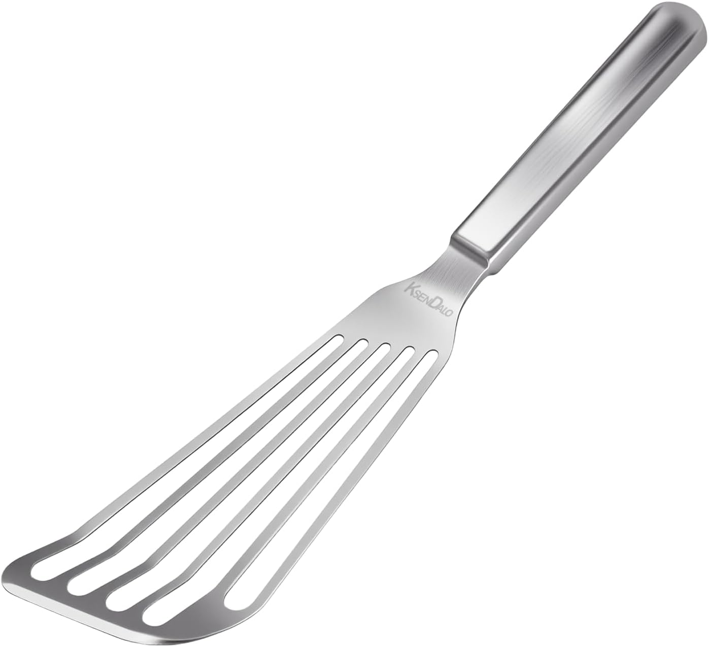 KSENDALO Thin & Sturdy Fish Spatula Stainless Steel for Kitchen Cooking Use Fish Spatula Egg Flipper Bbq Flipper 18/8 Stainless Steel Blade Thin Sturdy One-Piece Style Dishwasher-Safe Tools-Silver