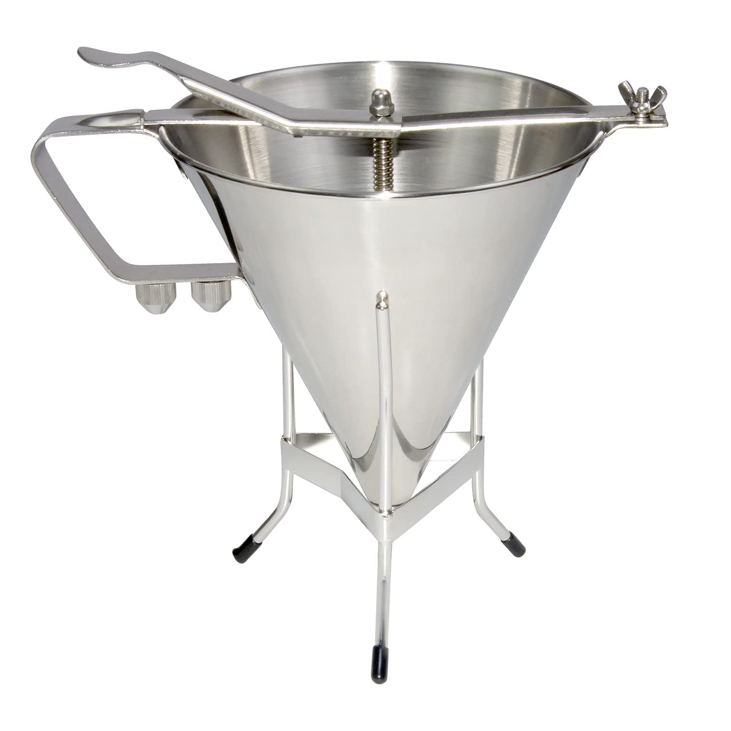 MYOYAY Commercial Stainless Steel Confectionery Funnel Dispenser, 1.8L Pancake Batter Dispenser with Stand and 3 Nozzles (1/4", 1/5", 1/6"), Great for Pancakes Chocolate Sauces Batter Pastry Work