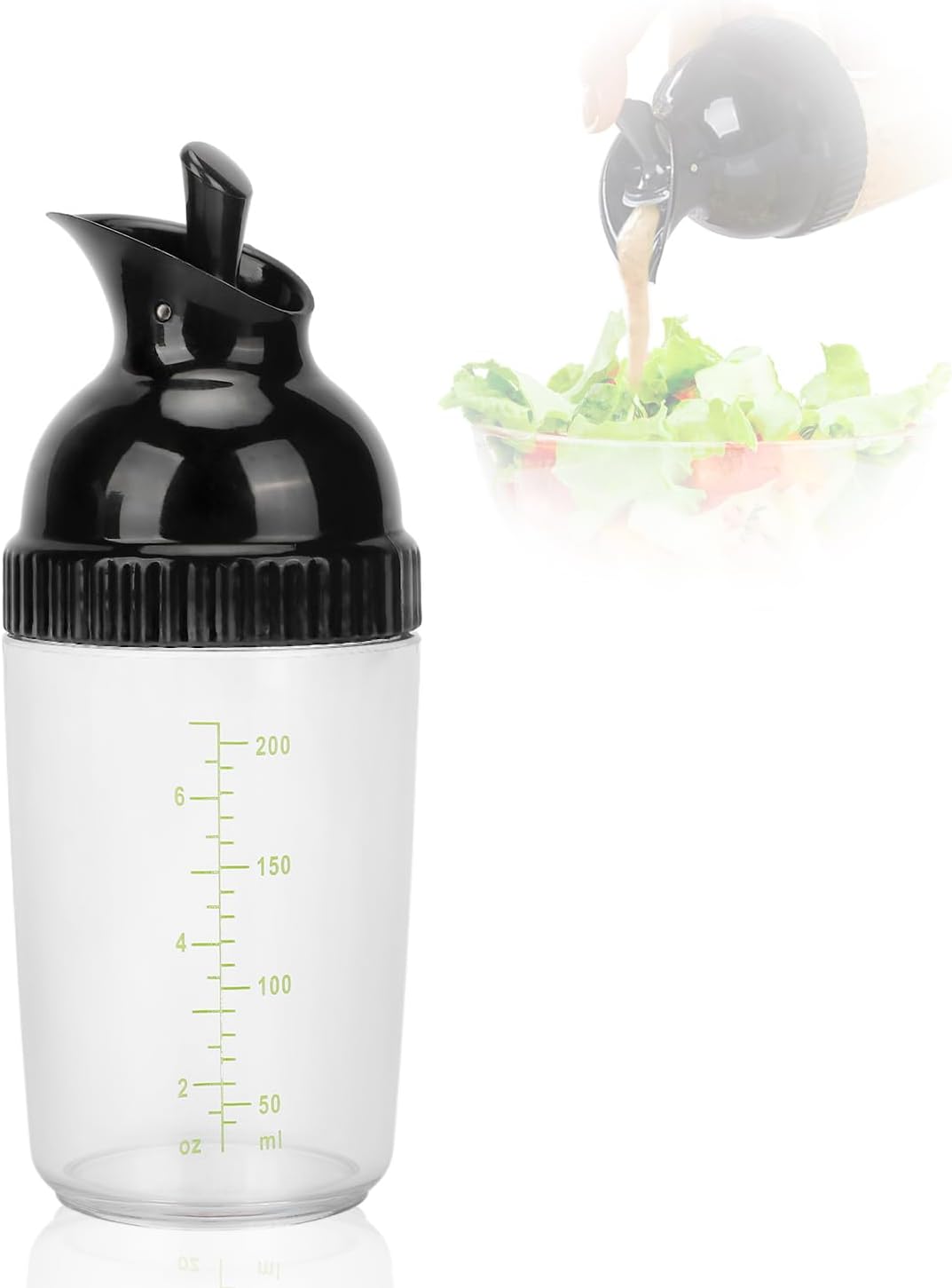 200ml Salad Dressing Shaker Container Condiment Bottles Salad Dressing Bottles Leakage Proof Salad Dressing Jar with Lid for Kitchen (Black)