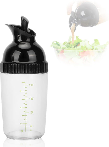 200ml Salad Dressing Shaker Container Condiment Bottles Salad Dressing Bottles Leakage Proof Salad Dressing Jar with Lid for Kitchen (Black)