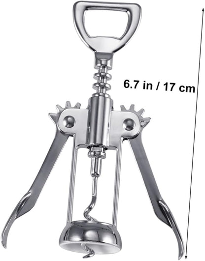 Silver Plated Wing Corkscrew Wine Bottle Opener Alloy Manual Cork Remover for Home Bar and Restaurant Use