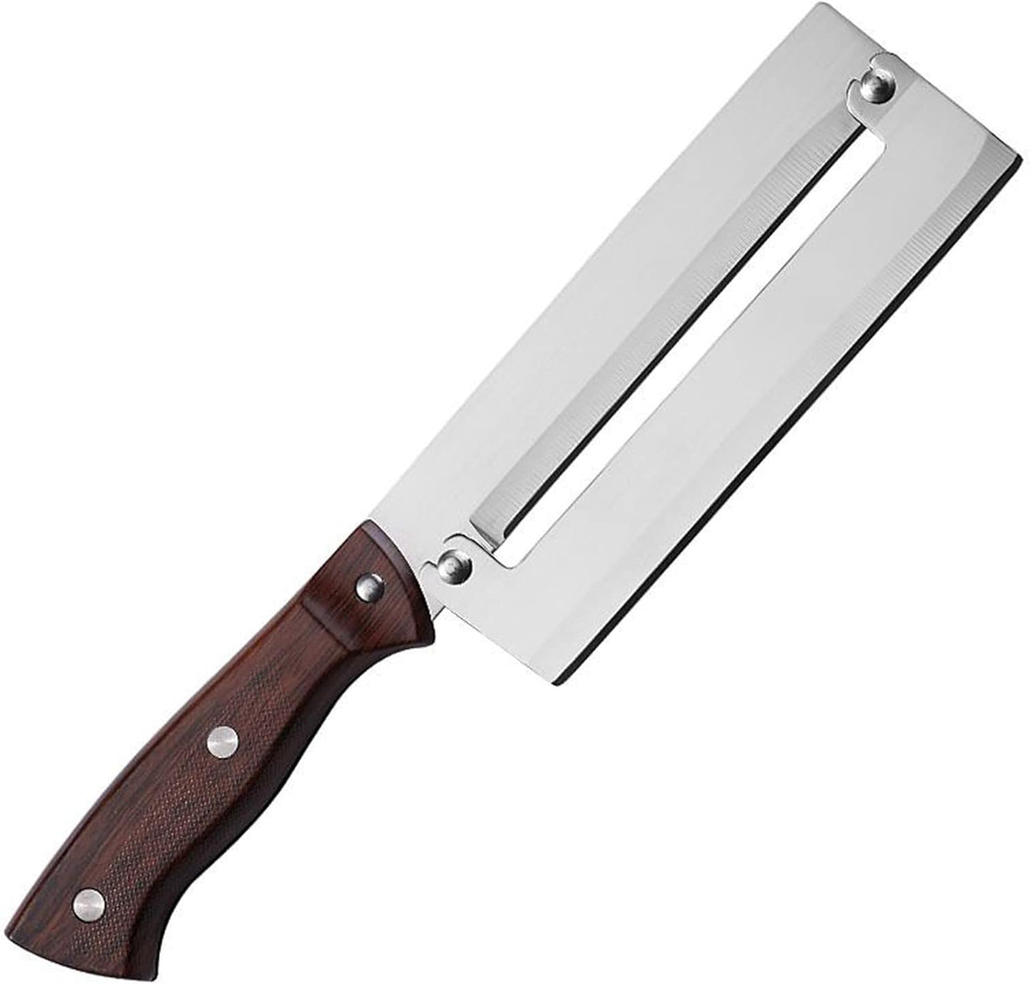 Sugar Cane & Pineapple Peeler, Paring Knife & Fruit Cutter, Stainless Steel Blade, Brown Plastic Handle