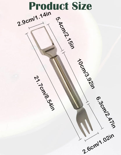 2-in-1 Stainless Steel Watermelon Slicer Fork, Kitchen Fruit Cutter Tool for Camping and Family Gatherings,Silver watermelon fork slicer cutter,Melon Cutter,Fruit Slicer