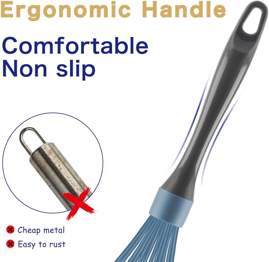 OYV Dishwasher Safe Whisk, Professional Whisks for Cooking Non-Scratch, Stainless Steel & Silicone Wisk, Plastic Rubber Whisk Tool for Nonstick Cookware Pans, Heat Resistant,12-Inch, Grey