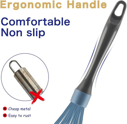 OYV Dishwasher Safe Whisk, Professional Whisks for Cooking Non-Scratch, Stainless Steel & Silicone Wisk, Plastic Rubber Whisk Tool for Nonstick Cookware Pans, Heat Resistant,12-Inch, Grey
