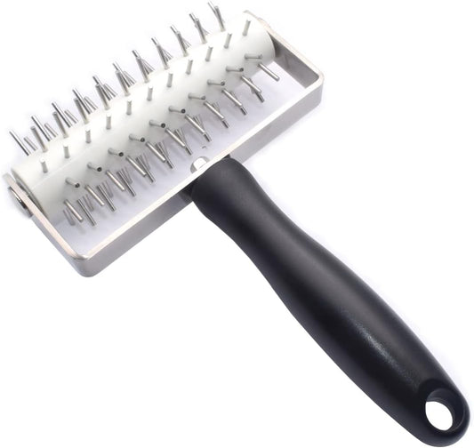 AMPSEVEN Pizza Dough Docker Roller - Professional Stainless Steel Pastry Docker Roller with Spike for Homemade Baking Cake crackers Pie Hole Maker,Prevent Dough from Blistering