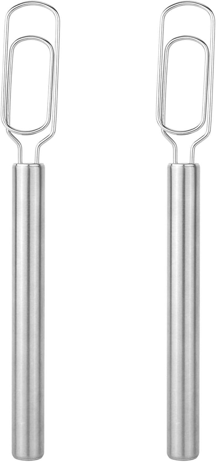 2pcs Dough Whisks, Stainless Steel Durable Dough Mixer Hand Tools Reaches Jar Bottom Bread Whisk Tool for Pizza Bread Cake Eggs Mixing