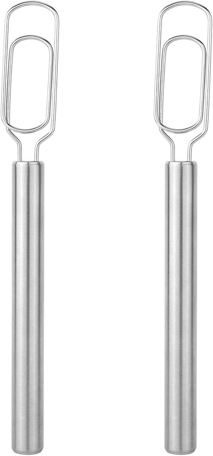 2pcs Dough Whisks, Stainless Steel Durable Dough Mixer Hand Tools Reaches Jar Bottom Bread Whisk Tool for Pizza Bread Cake Eggs Mixing