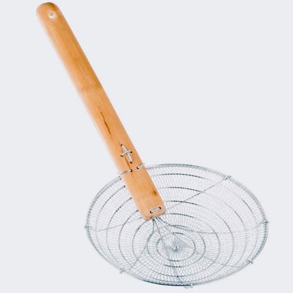 8-Inch Galvanized Steel Spider Strainer – Fine Mesh Skimmer with Natural Bamboo Handle for Cooking & Frying Ideal for Home & Professional Kitchens