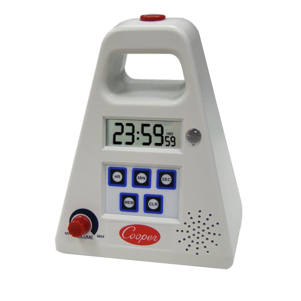 Cooper-Atkins FT24-0-3 Large Single Station Digital Kitchen Timer with Volume Control, 24 Hours Unit Range