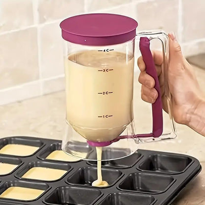 Batter Dispenser With Measuring Scale 900ml Capacity Leak Proof Design For Baking Pancake Muffin Cupcake Easy To Use Kitchen Baking Tool Baking Supplies for Griddle（Red）
