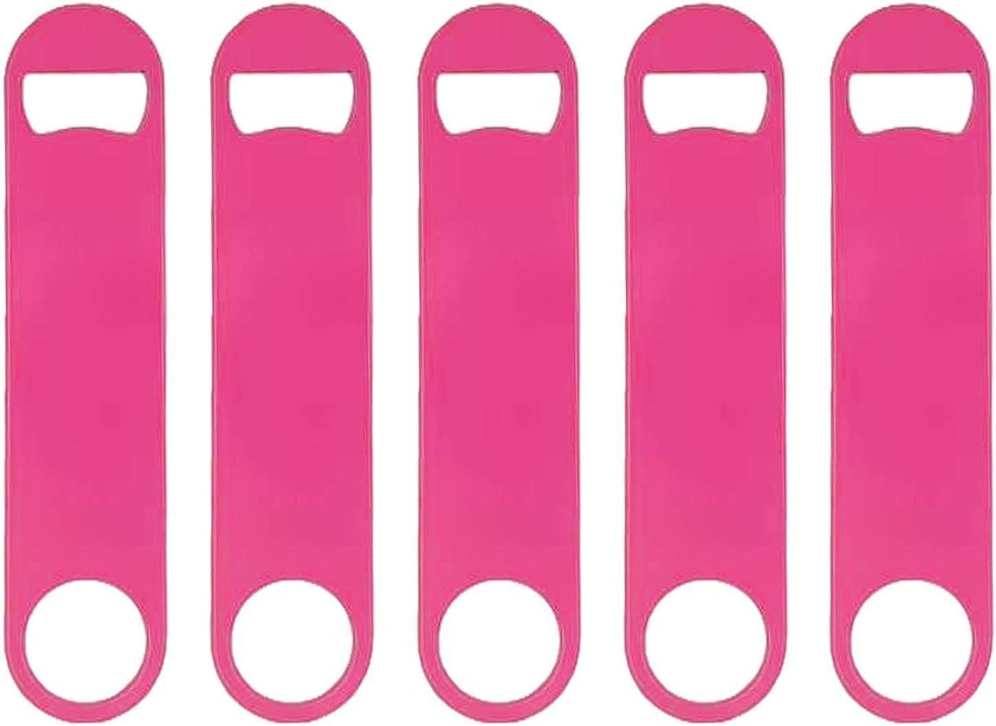 5 Pcs Pink Stainless Steel Heavy Duty Flat Bottle Openers, 7 Inch Solid Beer Opener for Bartenders, Bars, Kitchens, Weddings, Birthday Parties