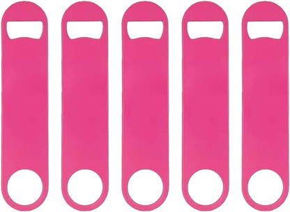 5 Pcs Pink Stainless Steel Heavy Duty Flat Bottle Openers, 7 Inch Solid Beer Opener for Bartenders, Bars, Kitchens, Weddings, Birthday Parties
