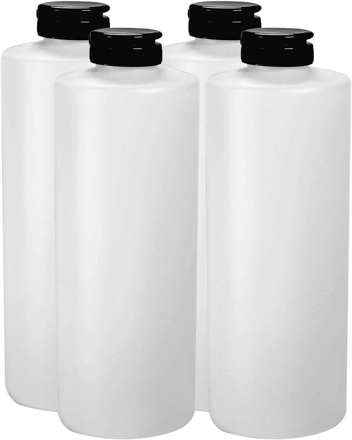 Pinnacle Mercantile Condiment Squeeze Bottles with Flip Top Hinged Black Cap 16 oz Set of 2 (Perfect for Condiments, Sauces, Dressings, BBQ, Ketchup) Made USA