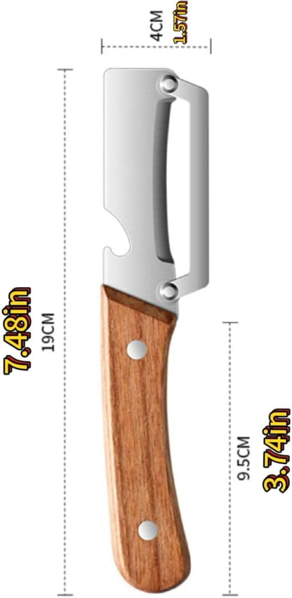 2 Pack Premium 2-in-1 Multi Functional Vegetable and Fruit Peeler with Bottle Opener, Wooden Handle, Stainless Steel Blade-Zero Snag, Smooth Glide Kitchen Tool for Potato, Carrot,Sugar Cane and More