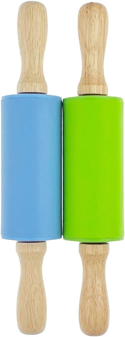 4 Pack Mini Small Rolling Pin 9 Inch Kids Rolling Pin Wooden Handle for Home Kitchen
