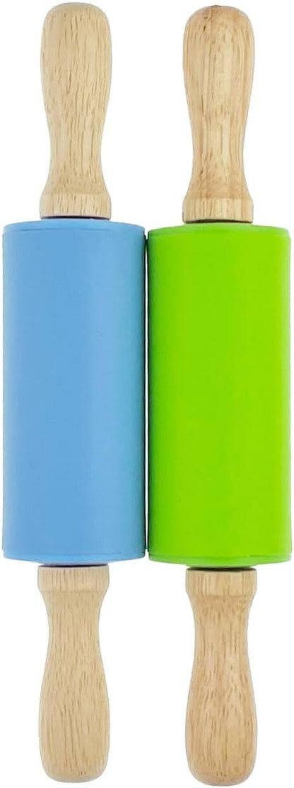 4 Pack Mini Small Rolling Pin 9 Inch Kids Rolling Pin Wooden Handle for Home Kitchen