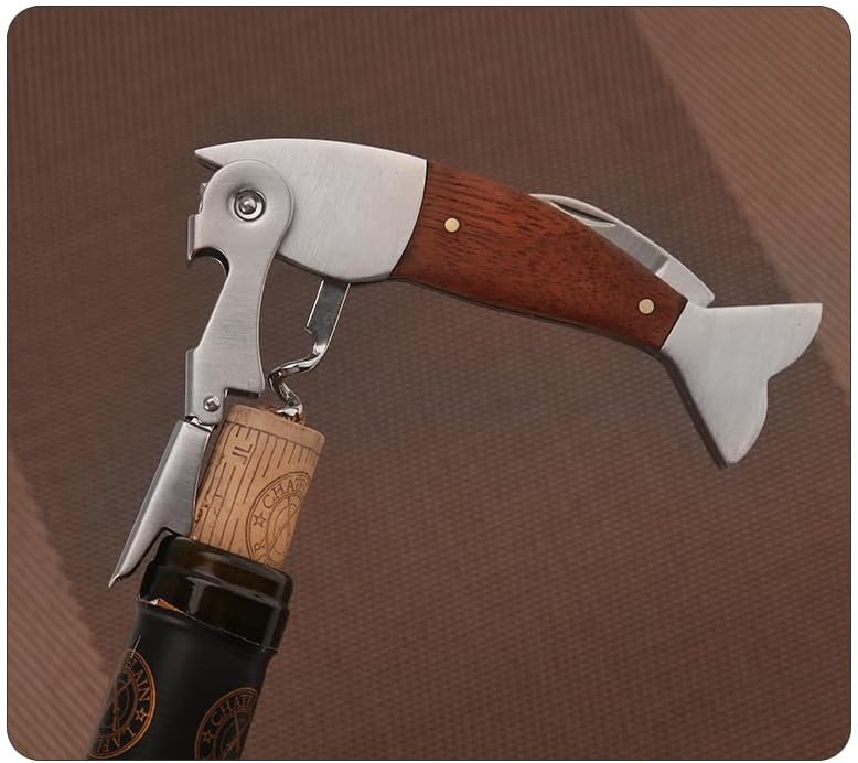 Unique Fish Corkscrew, Professional Waiters Corkscrew Wine Key Bottle Opener,Manual Wine Key for Servers, Waiters, Bartenders and Home Use