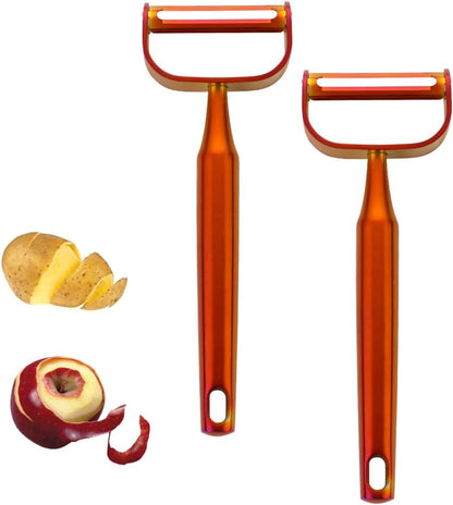 Stainless Steel Vegetable Peeler Gold 2 Pieces, with Potato Eye Remover & Swiveling Twin Blades, Y Shaped Titan Potato Peeler for Fruit & Veggie, Dishwasher Safe
