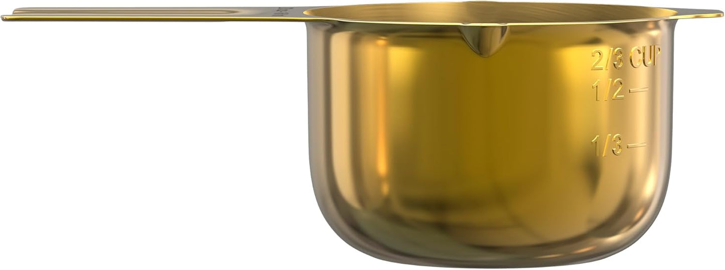 Color Up 2 Cup Measuring Cup, 480ml Stainless Steel Metal, Easy-Pour Spouts, Engraved Markings, Flat Base, Dishwasher Safe, for Dry and Liquid Ingredients