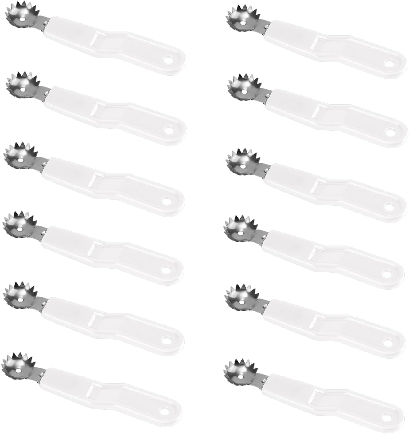 4pcs Stainless Steel Fruit Corer Tool, Tomato Strawberry Huller Vegetable Stem Remover Kitchen Gadget for Easy Fruit Balling (White)